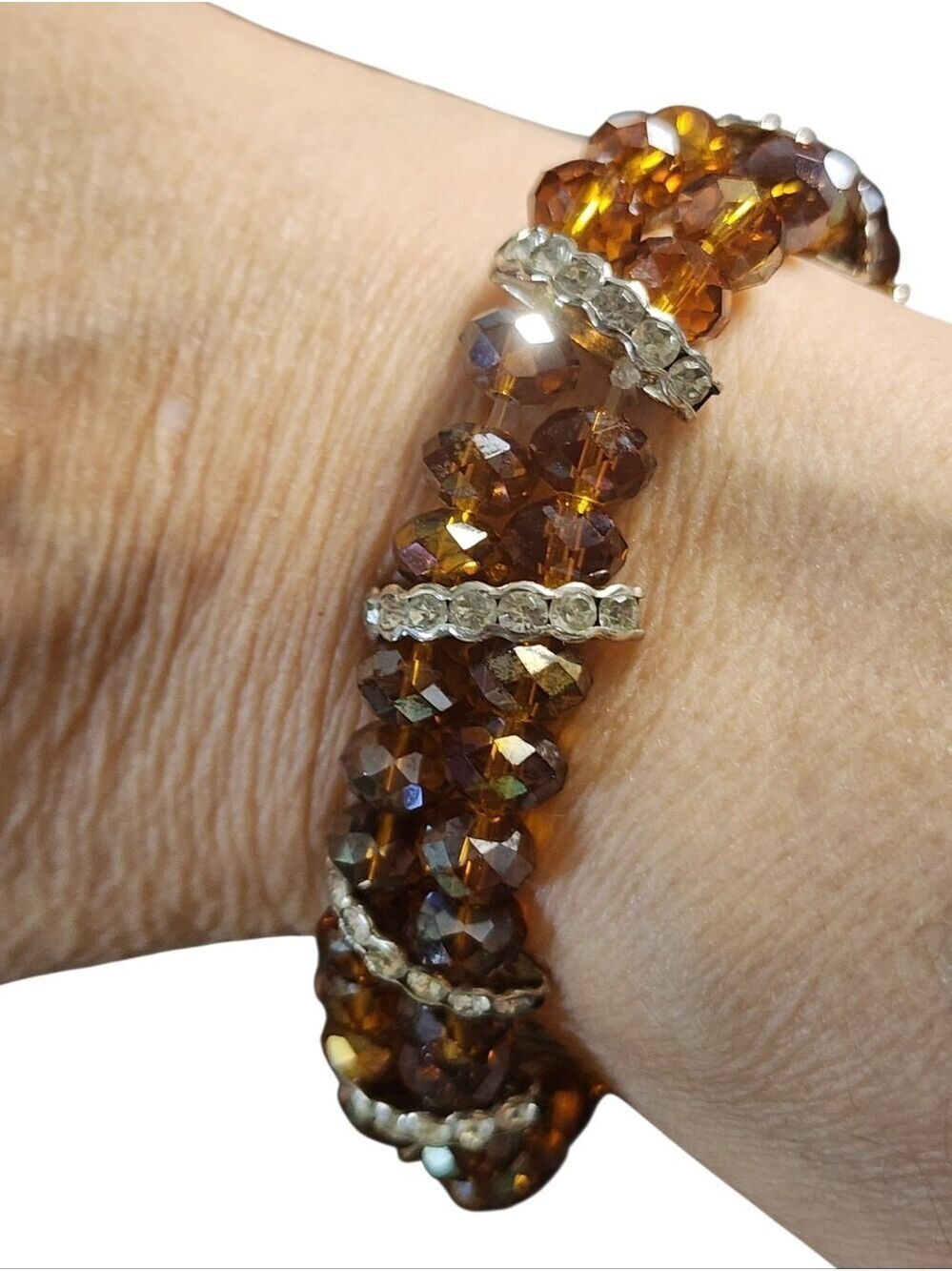 Amber AB Crystal Stretch Bracelet